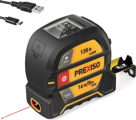 Prexiso 2 In 1 Laser Tape Measure 135ft Rechargeable Digital Laser