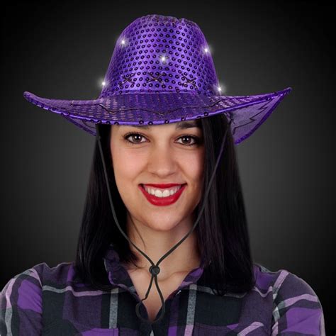 Purple Sequin Light Up Cowboy Hat Cowboy Party Hats Bulk