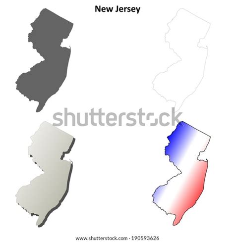 New Jersey Outline Map Set Vector Stock Vector Royalty Free 190593626