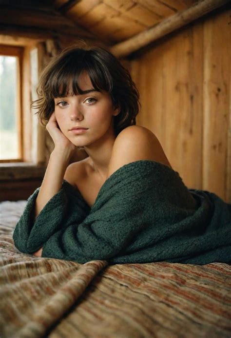 Short Haired Girl In A Cabin Realistic Photography Rsdnsfw