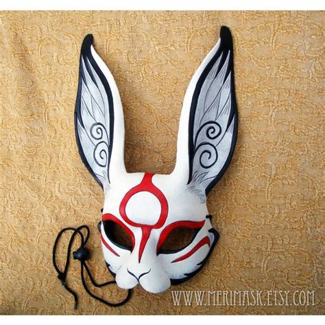 Japanese Rabbit Leather Mask Handmade Leather Okami Bunny Mask 195