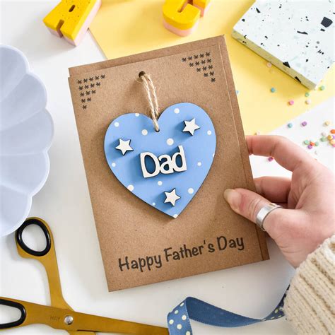 Personalised Fathers Day Dad Grandad Blue Heart Card By Craft Heaven