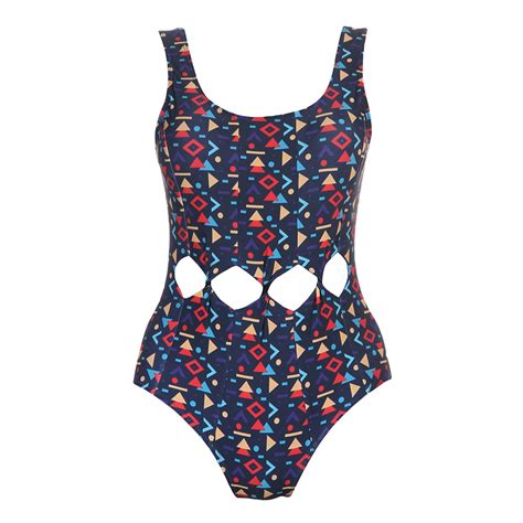 One Piece 2018 Sexy Swimsuit Geometric Dot Swimwear Women Push Up Swim