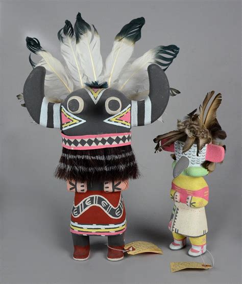 Sold Price 3 Hopi Native American Polyestewa Kachina Dolls Wuyak Kuita Carved By Chester