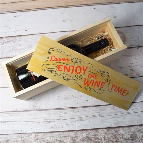 Personalised Wine Box Champagne Box Engraved Rustic Wooden Etsy In