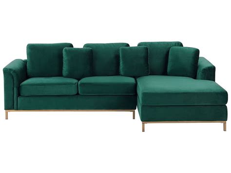 Left Hand Velvet Corner Sofa Emerald Green Oslo Uk