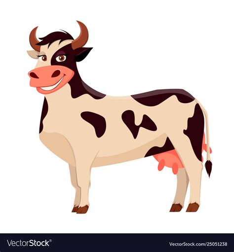 Cute Cow Farm Animal Cartoon Character Royalty Free Vector