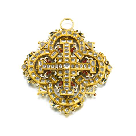 An Enamel And Diamond Cross Of Jerusalem Pendant Spanish Circa 1625