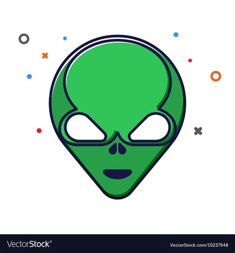Green Cartoon Aliens Head Isolated Royalty Free Vector Image