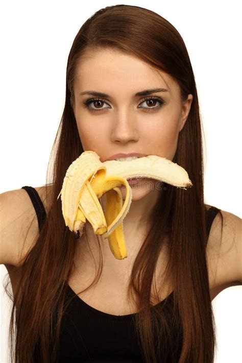 De Vrouw Met Bananen Stock Afbeelding Image Of Wijfje