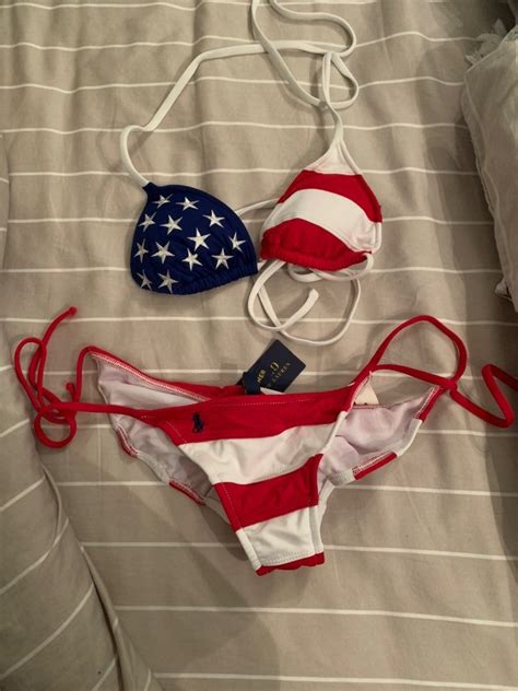Brand New American Flag Bikini By Polo American Flag Bikini Flag