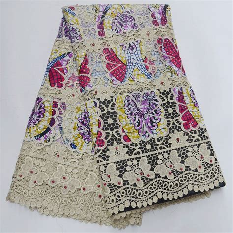 Wax Lace Guipure Lace Hollow Fabric With Beads Real Wax Ankara African Print Fabric Sewing Soft