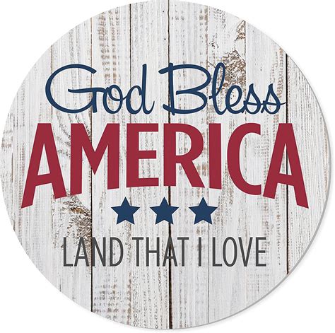 God Bless America Round Barnwood Sign 16 Inches