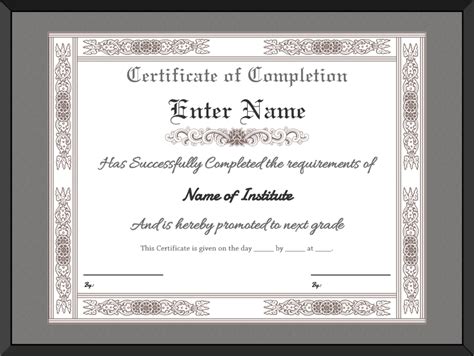formal certificate  completion template
