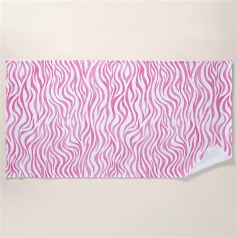 Hot Pink Watercolor Zebra Print Beach Towel Zebra Print