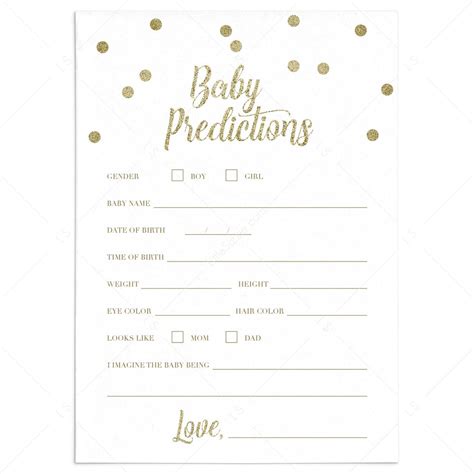 Printable Baby Prediction Card For Gender Neutral Baby