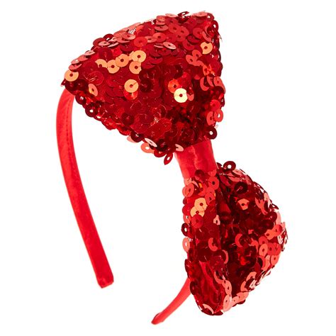 Red Sequin Bow Headband Claires Us
