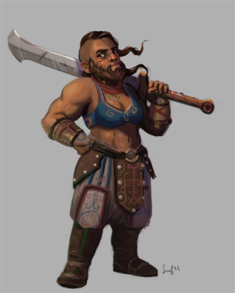 Artstation Bearded Dwarven Female Warrior