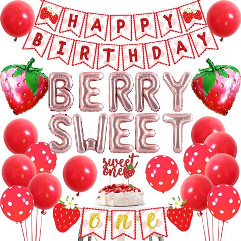 Buy Berry Sweet One Birthday Decorations Happy Birthday Banner Berry