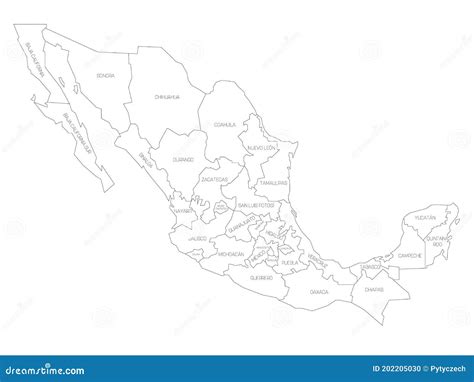 Mexico Map Of States Stock Vector Illustration Of Geography 202205030