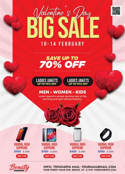 Valentines Day Sale Promotion Flyer Psd