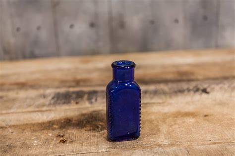 Vintage Cobalt Blue Glass Medicine Bottle Small Glass Apothecary