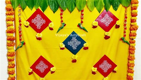 Easy Traditional Kolam Backdrop Decor at Home | Pooja Backdrop