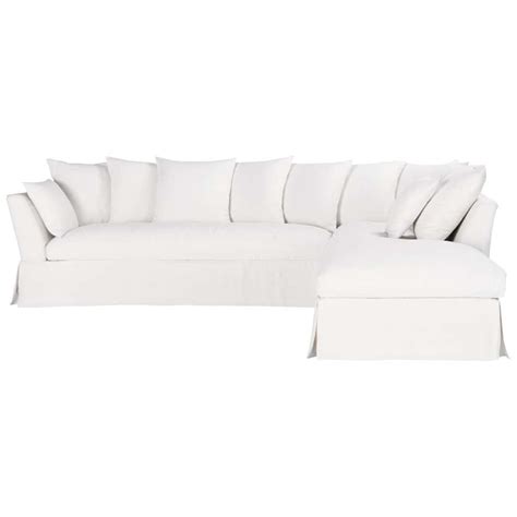 A corner group sofa on the other hand has arms both ends of the sofa and works better in a large living room. 5 seater linen corner sofa in white Hamilton | Maisons du ...