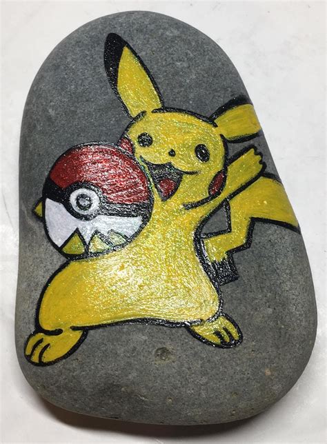 Pokémon Painted Rock Pokey Ball Painted Rocks Stone Painting Crafts