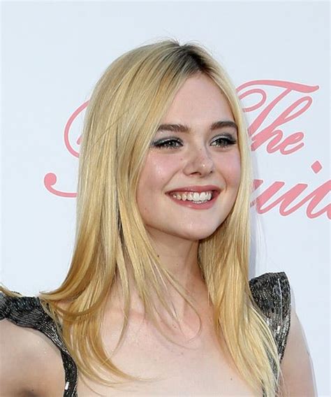 Elle Fanning Long Straight Light Blonde Hairstyle