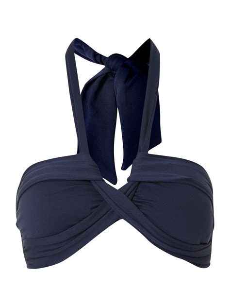 Seafolly Goddess Bandeau Halterneck Bikini Top In Blue Navy Lyst