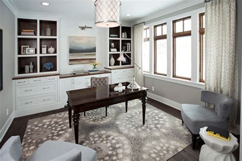 Home Office Grays Whites And Wood Tones Creamy White Built In