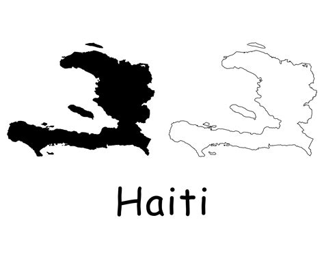 Map Of Haiti Haitian Map Black And White Detailed Solid Etsy