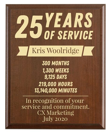 25 Year Work Anniversary T Award 25 Years Of Service Etsy