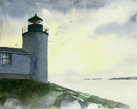 Dawn At Bass Harbor Lighthouse Painting By William Beaupre