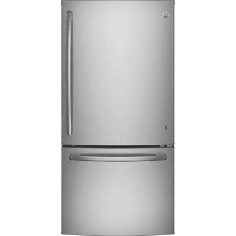 Ge 33 In W 249 Cu Ft Bottom Freezer Refrigerator In Stainless Steel