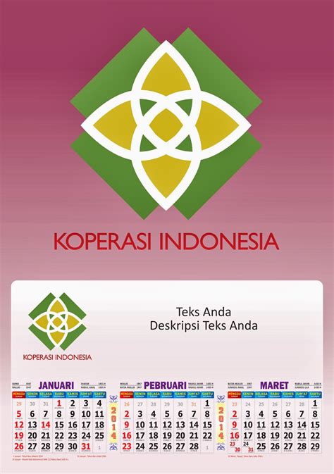Desain Kalender Full Template Kalender Koperasi Indonesia Bonus