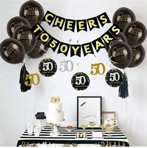 Jevenis Cheers To 50 Years Banner 50th Birthday Decorations 50th