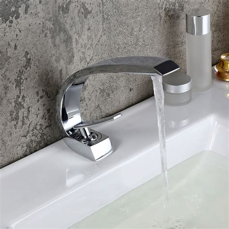 Luxury Modern Single Hole 1 Handle C Shaped Curved Spout Bathroom Sink