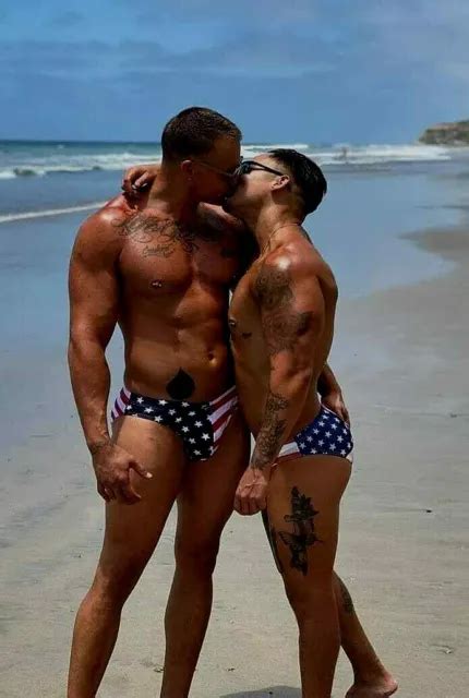Shirtless Male Muscular Gay Interest Kissing Speedo Men Beefcake Photo X B Picclick
