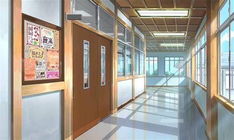 School Corridor Vn Bg By D Dy On Deviantart Anime Classroom Anime