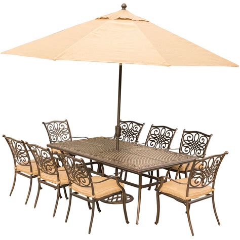 Enjoy free shipping & browse our great selection of patio tables, patio bar height tables and more! Hanover Traditions 9-Piece Outdoor Dining Set with ...