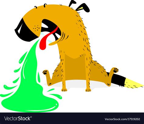 Vomiting Dogsick Dog Pet Pukes With Green Vomit Vector Image
