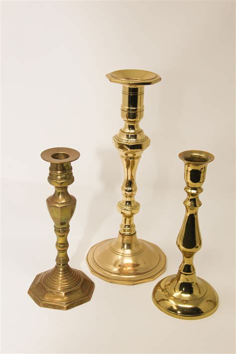Set Of Three Victorian Brass Candlesticks At 1stdibs Brass Candle