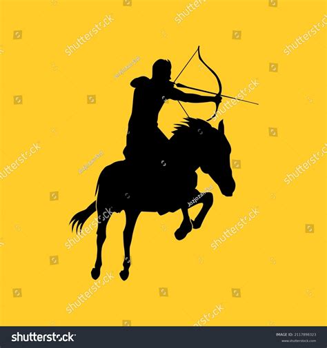 Silhouette Archery On Horse Stock Vector Royalty Free 2117898323