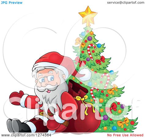 Clipart Of Santa Claus Sitting Against A Sack And