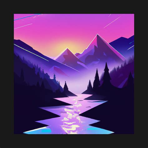 Synthwave Mountains And River Synthwave T Shirt Teepublic
