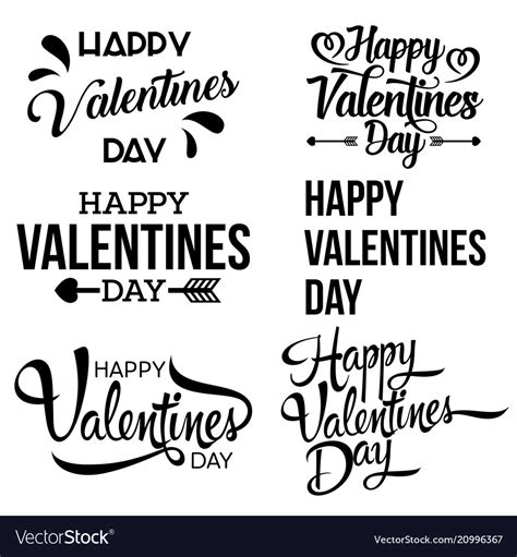 Happy Valentine Day Handwritten Lettering Set Vector Image