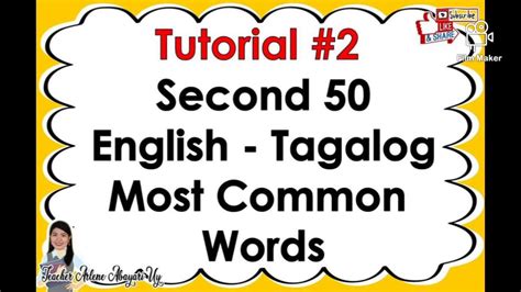 Tutorial 2 Second 50 English Tagalog Common Words Basic Sight Words