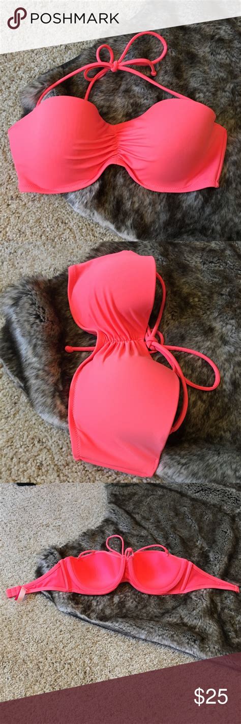 Victoria’s Secret Coral Pink Halter Bikini Top 36c This Gorgeous Vs Bikini Top Is A Size 36c And